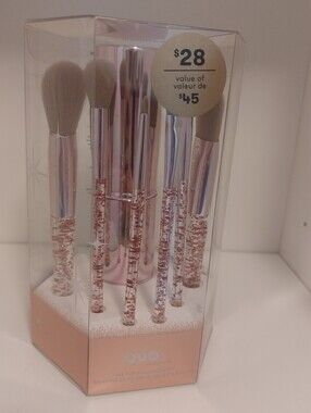 All The Glam QUO Rose Gold Glitter Makeup Brush Set